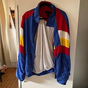 Men's Blue Multi-Stripe Windbreaker Jacket